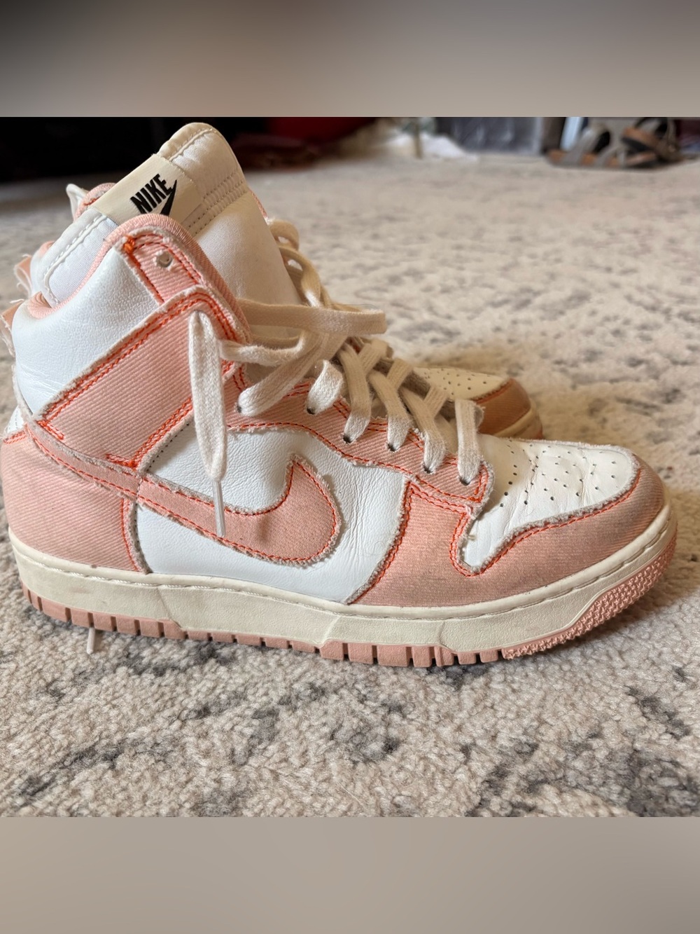 Nike Women’s High-Top Sneakers in Peach and White